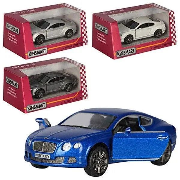 Машина металева Bentley Continental інерція двері відчин гум колеса в коробці 16*8*7см КТ5369 kinsmart