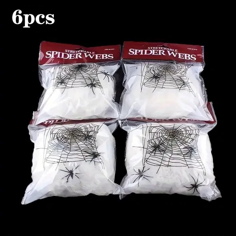 Павутиння з 6 павуками біла 60гр у пакеті 24-485/4016 Китай