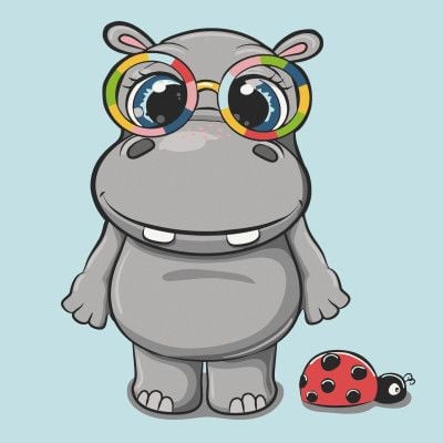 Картина по номерах 30*30см Бегемотик з жучком  на підрамнику фарби пензли в термоплівці 15087-AC Art Craft