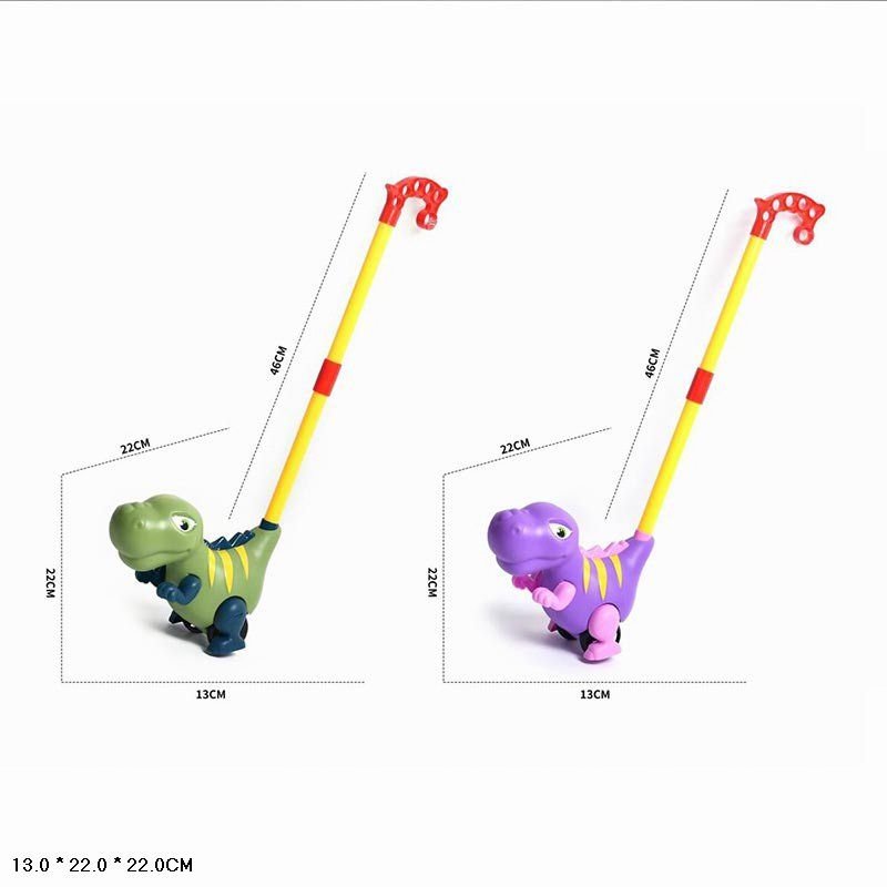 Каталка з палкою 46см Динозавр 22см  в пакеті 29*19*22см 361 Китай