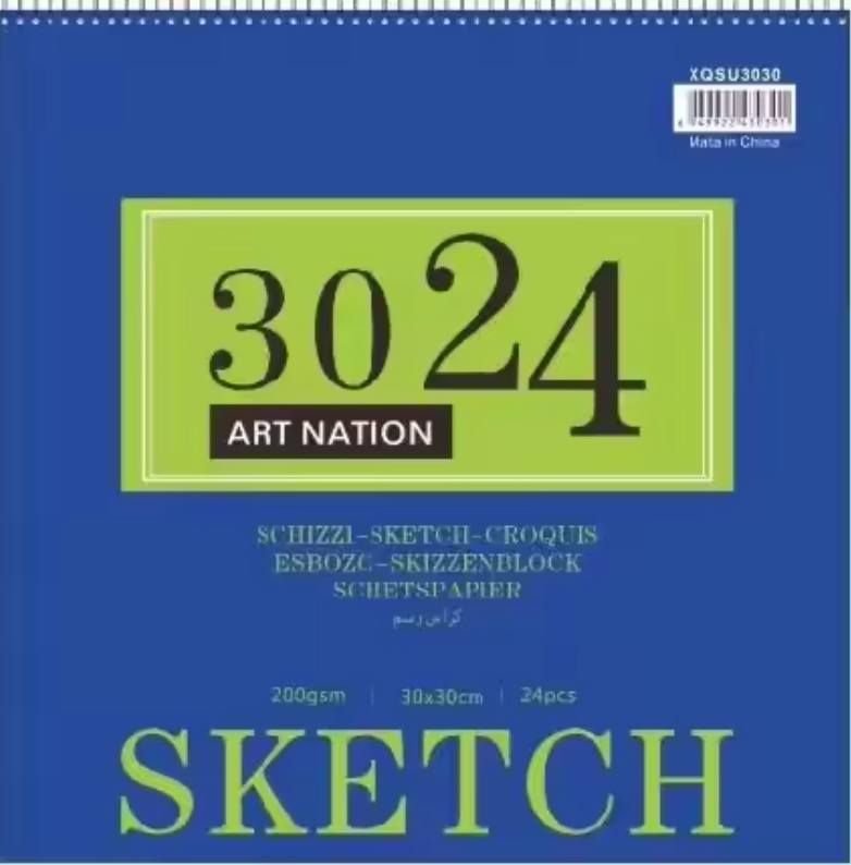 Альбом для ескізів Art Nation SKETCH 30*30см 24арк 200gsm на спіралі в плівці  XQSU3030 Josefotten