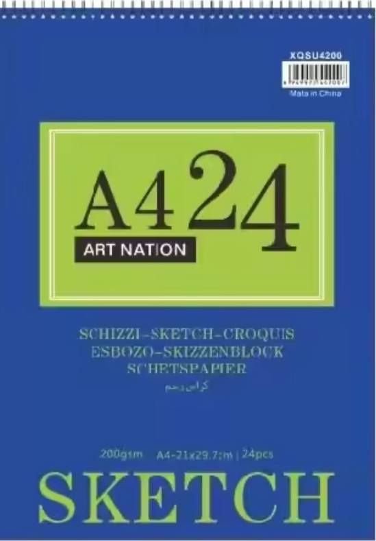 Альбом для ескізів Art Nation SKETCH 31*21см 24арк 200gsm на спіралі у плівці  XQSU4200 Josefotten