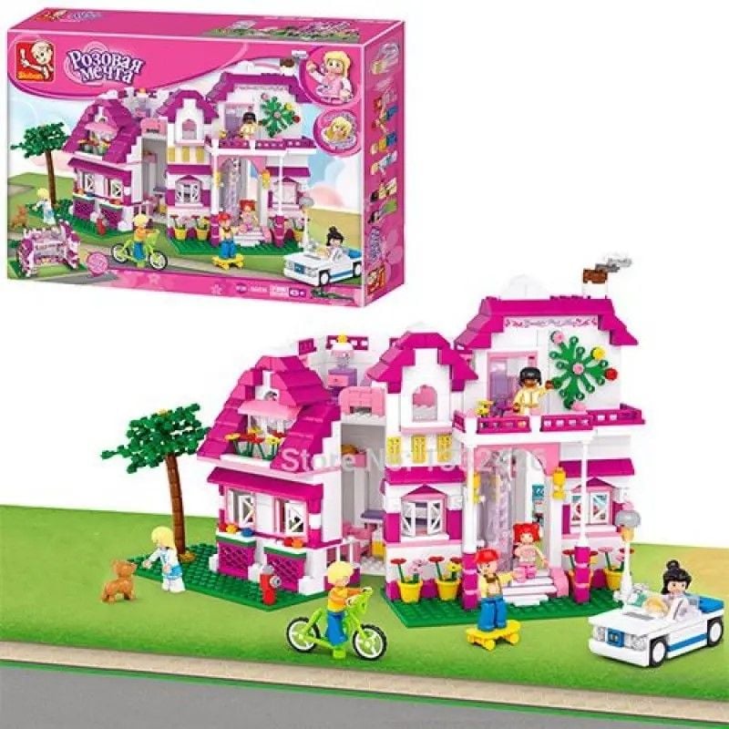 Конструктор типу лего 726дет Рожева мрія Заміський будинок фігурки транспорт в коробці 52*37*7см M38-B0536 sluban