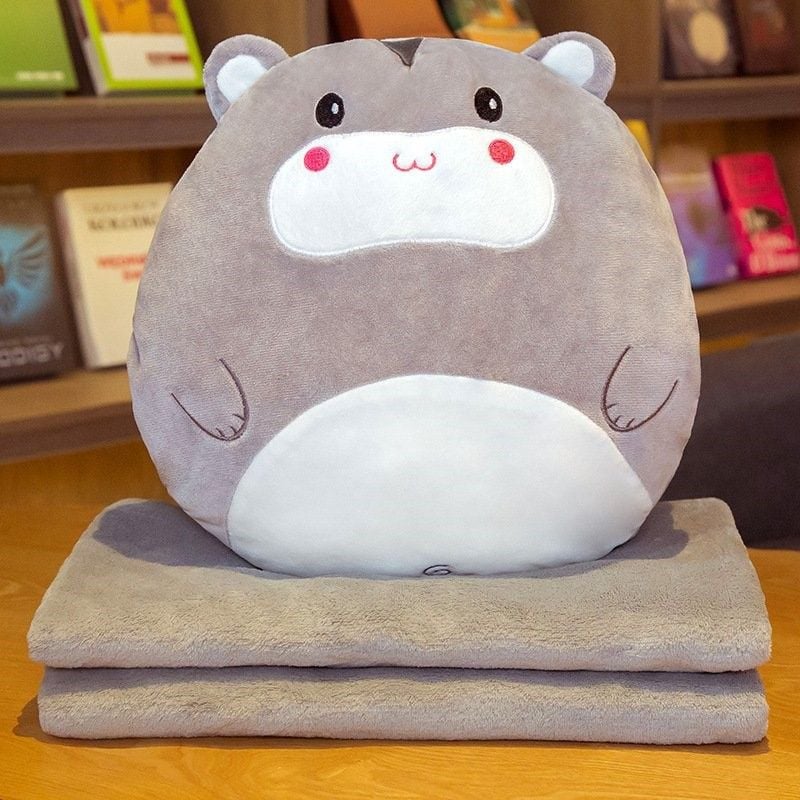 М`яка іграшка подушка Бегемотик сірий з пледом 80*100см та отвором для рук MYG16 україна