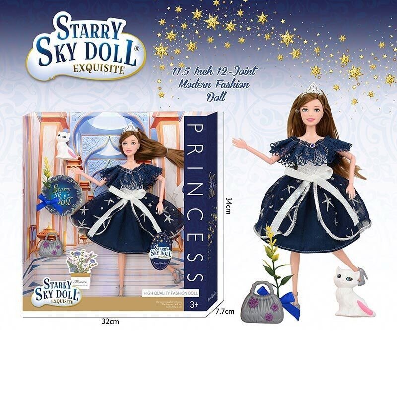 Лялька шарнірна Starry Sky Doll з аксесуарами та котиком  в коробці SK025B Китай