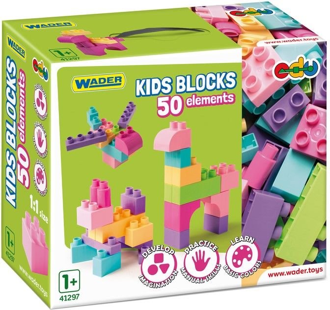 Конструктор KIDS Blocks 50ел рожевий у коробці 29*24*11см 41297 wader