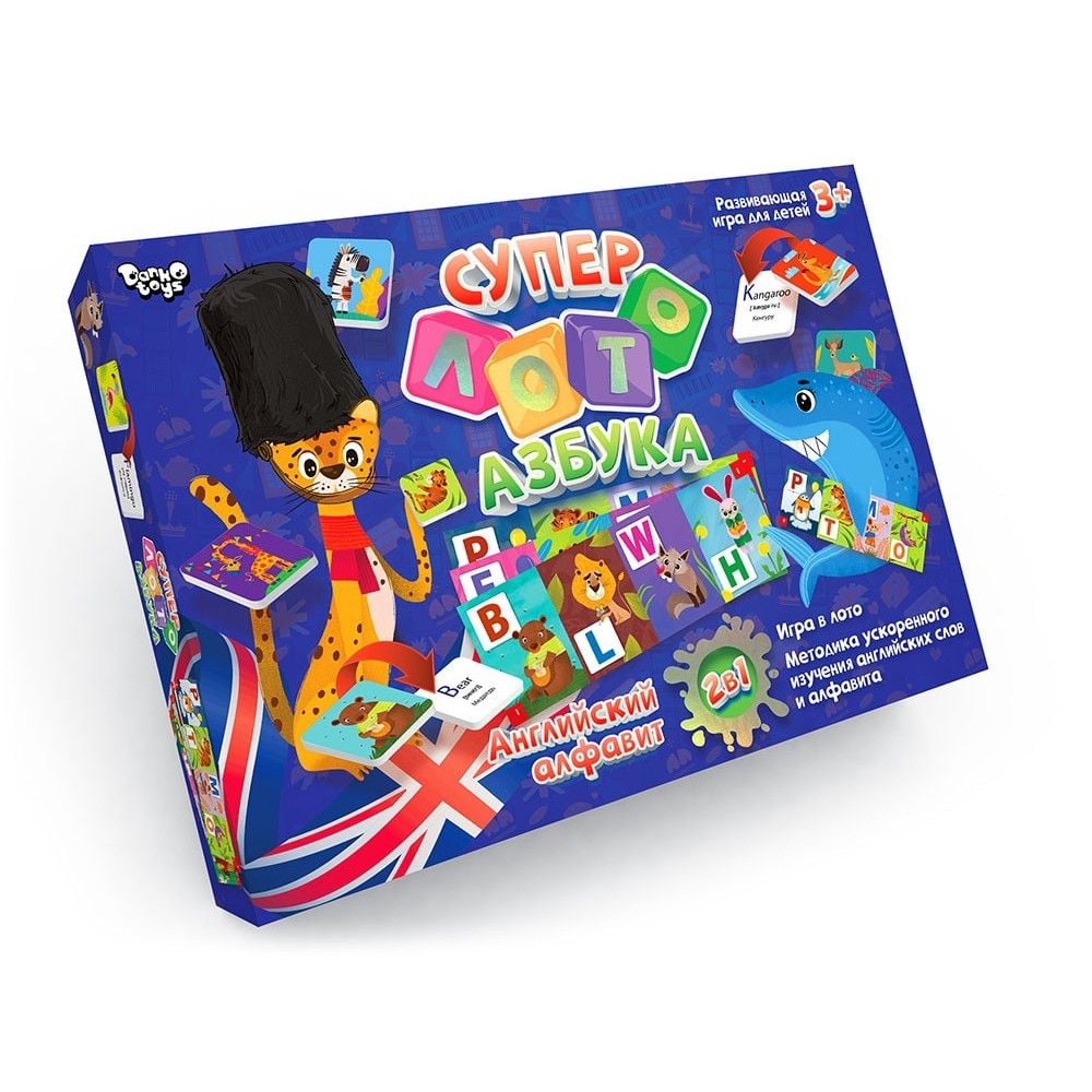 Гра Суперлото Азбука анг рос у коробці СЛА-01RE danko toys