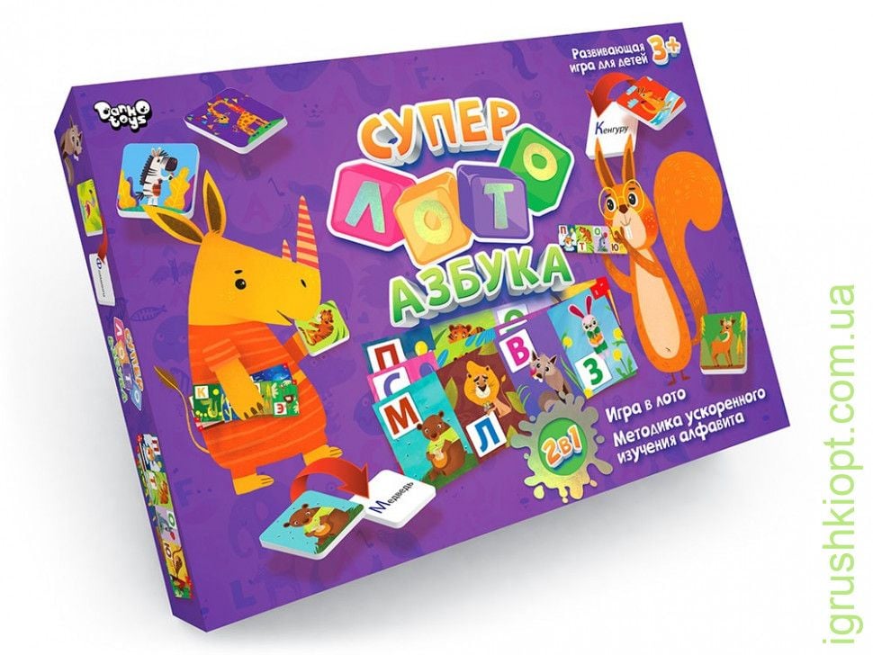 Гра розвиваюча 2в1 Супер лото Азбука коробка 37*25*4см СЛА-01 danko toys