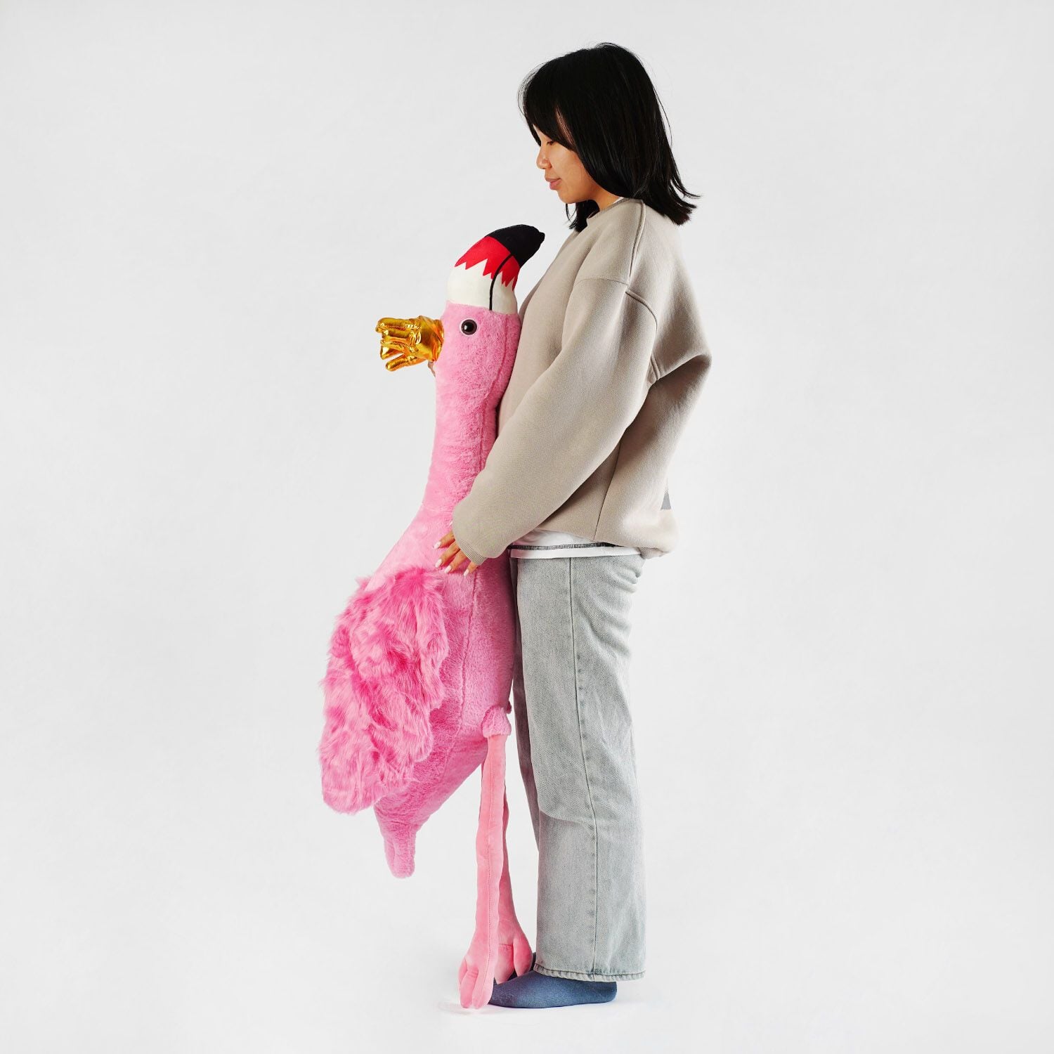 М’яка іграшка Фламінго 130см з короною хутро Рожева M16901 Китай