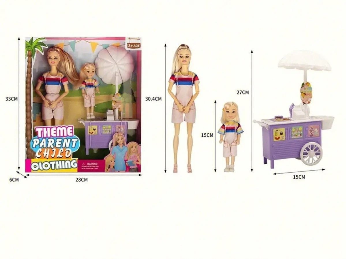 Лялька типу Барбі з дитиною магазин морозива в коробці 23*32**6см 3377-351 Китай