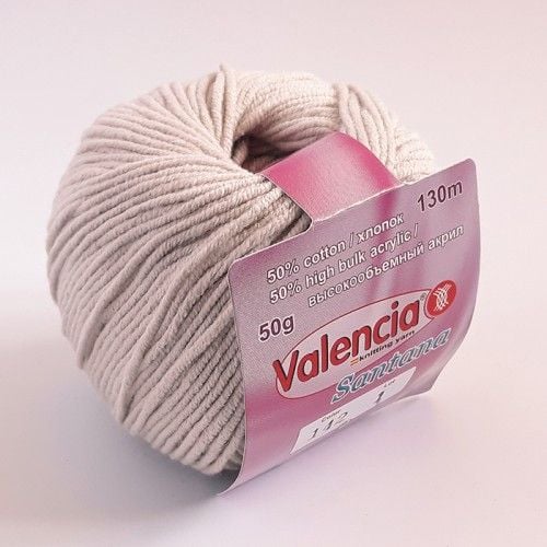 Пряжа Valencia Santana 50г 130м світло-сіра 50% хлопок 50% акрил 1-142 Іспанія