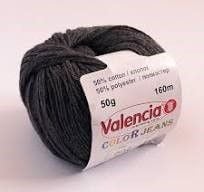 Пряжа Valencia Color Jeans 50г 160м темно-сірий 50% хлопок 50% поліестер 1-002 Іспанія