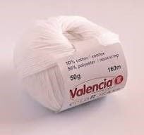 Пряжа Valencia Color Jeans 50г 160м білий 50% хлопок 50% поліестер 1-001 Іспанія