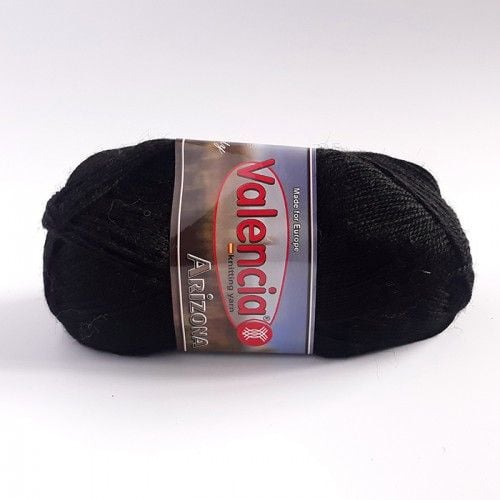 Пряжа Valencia Arizona100г260м чорна 97% полірована бавовна3%кашемір 1301-F620 Іспанія