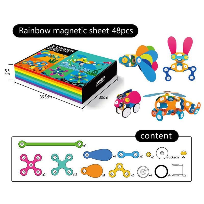 Конструктор магнітний 48ел у коробці 36*30*6,5см XC-D16 Китай