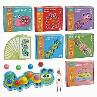 Гра дерев'яна кульки щипці палички у коробці 21*19*3см C65621 Китай