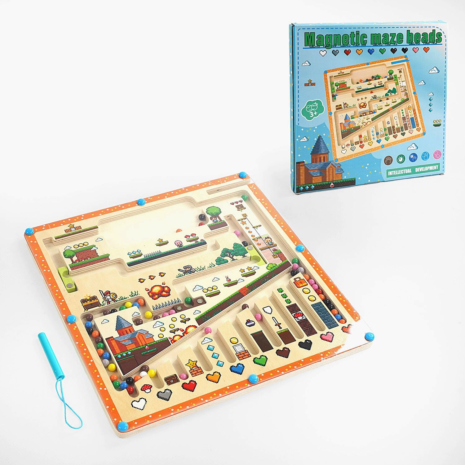 Гра дерев'яна магнітна Комп'ютерна гра магнітний стілус рухомі платформи у коробці 31*31*3см C67013 Китай