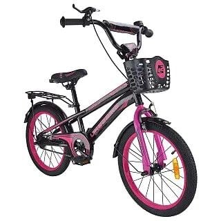 Велосипед 18" 2-х колісний Like2bike Dark Rider чорно рожевий з дзвоником і ручним гальмом рама сталь 241807 Китай