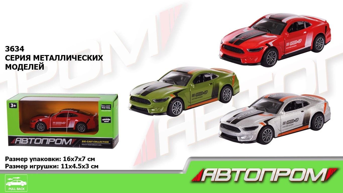 Машина метал 1:32 інерція відкр двері у коробці 16*7*7см 3634 Автопром