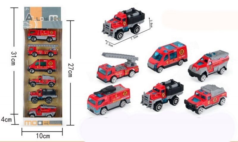 Набір машинок Пожежних 6шт у коробці 35*10см DNA-2278-18 Китай