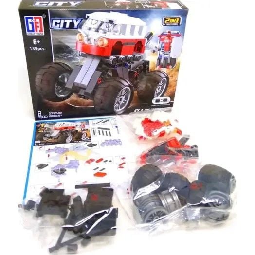 Конструктор 139дет 2в1 всюдихід-трансформер у коробці 123-516/5/7 Китай