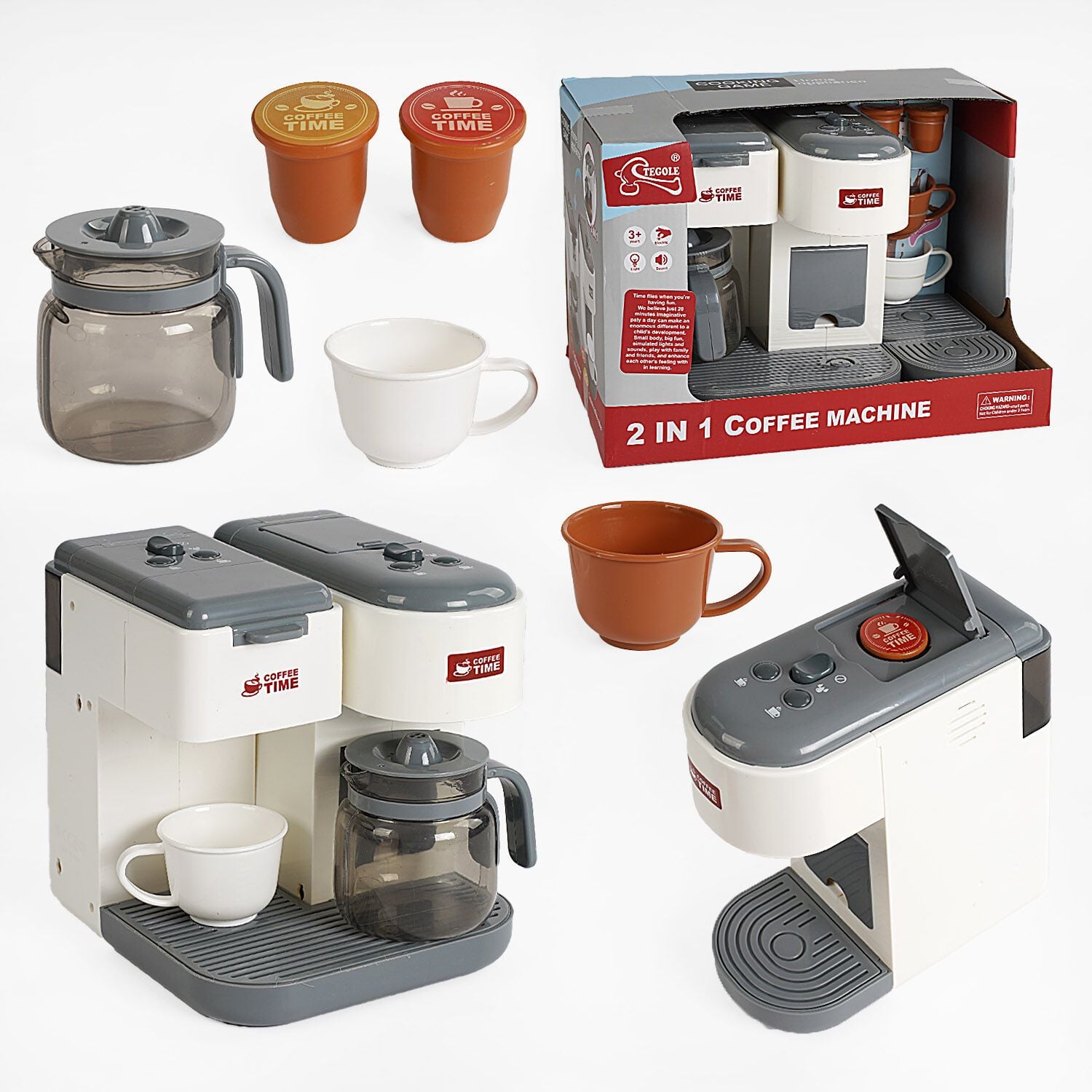 Кавомашина 2шт бат світло звук наливає воду аксесуари в коробці 33*20*23см F2312 Китай