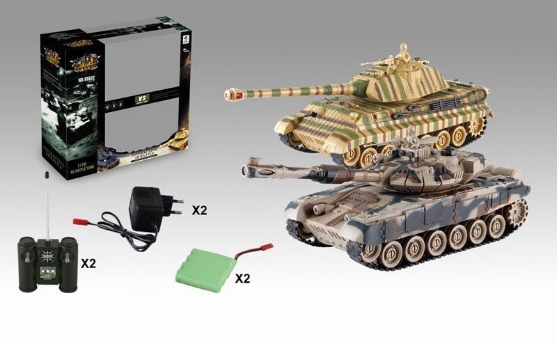 Танковий бій Танк 2шт на р/к аккум 4,8V пульт звук світло у коробці 41*32*13см 99821 Китай