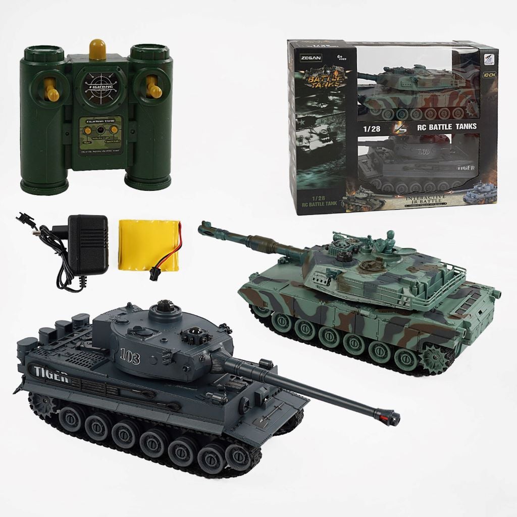 Танковий бій Танк 2шт на р/к аккум 4,8V пульт звук світло у коробці 41*32*13см 99823 Китай
