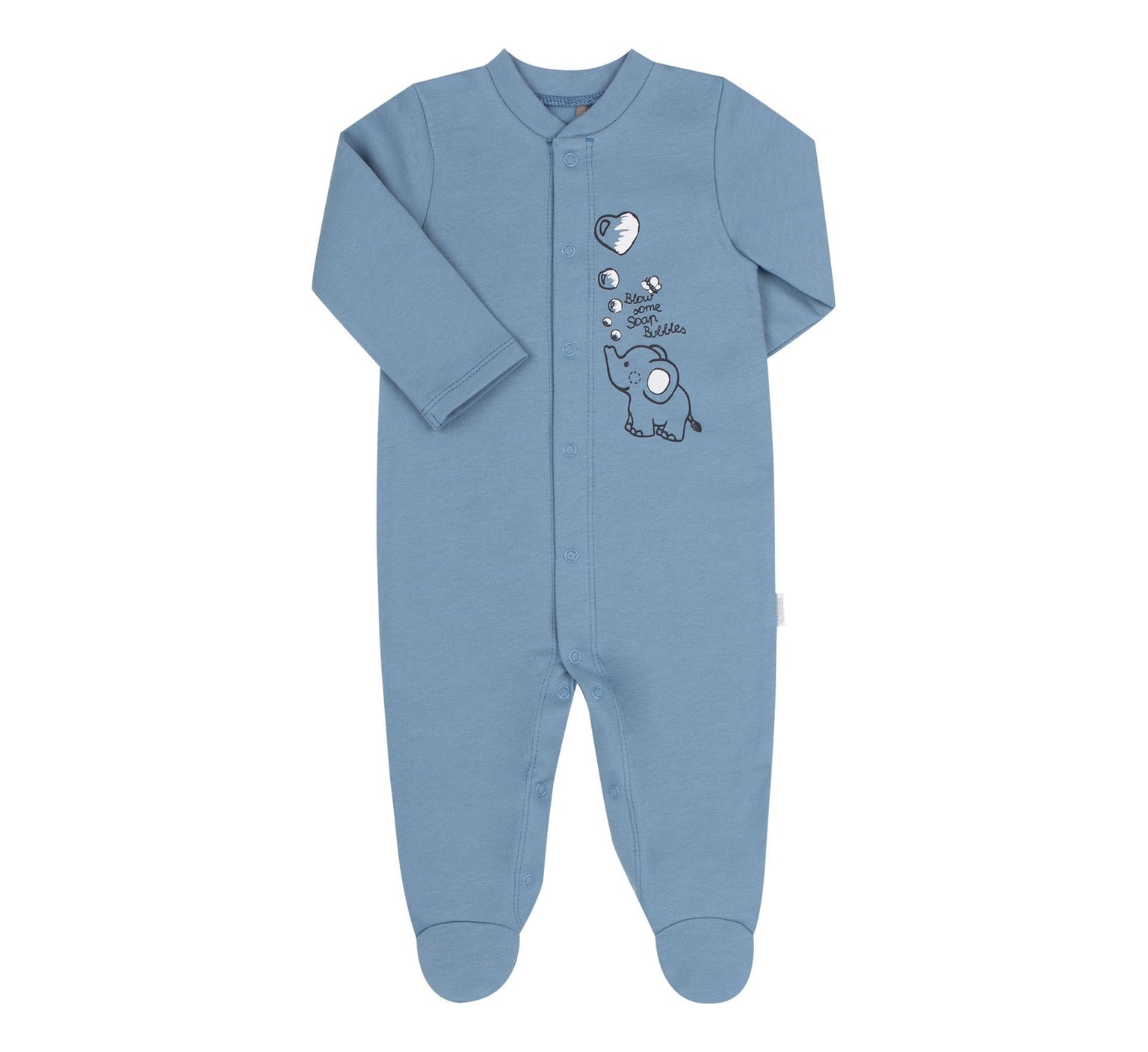 Чоловічок комбінезон байка на кнопках з малюнком  Слоненя з серцями №00C блакитний КБ141 Bembi 80р