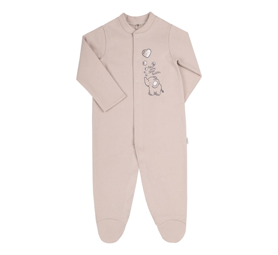 Чоловічок комбінезон байка на кнопках з малюнком  Слоненя з серцями №00C пісочний КБ141 Bembi 80р