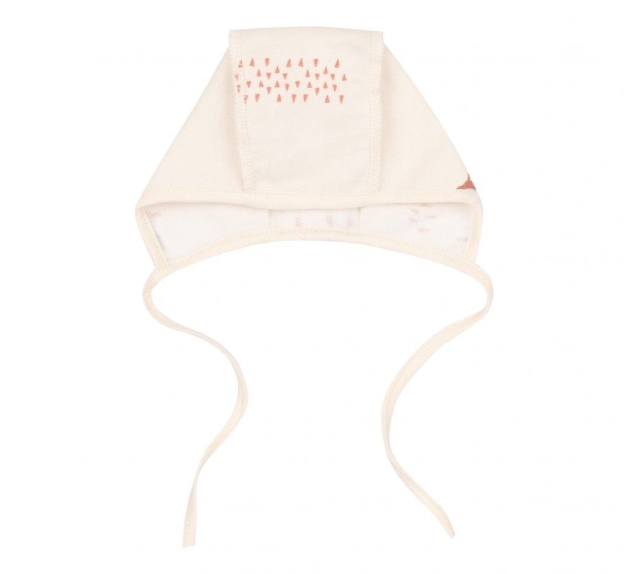 Чепчик на зав'язках для новороджених байка з малюнком №201 молочний ШП2 Bembi 50р