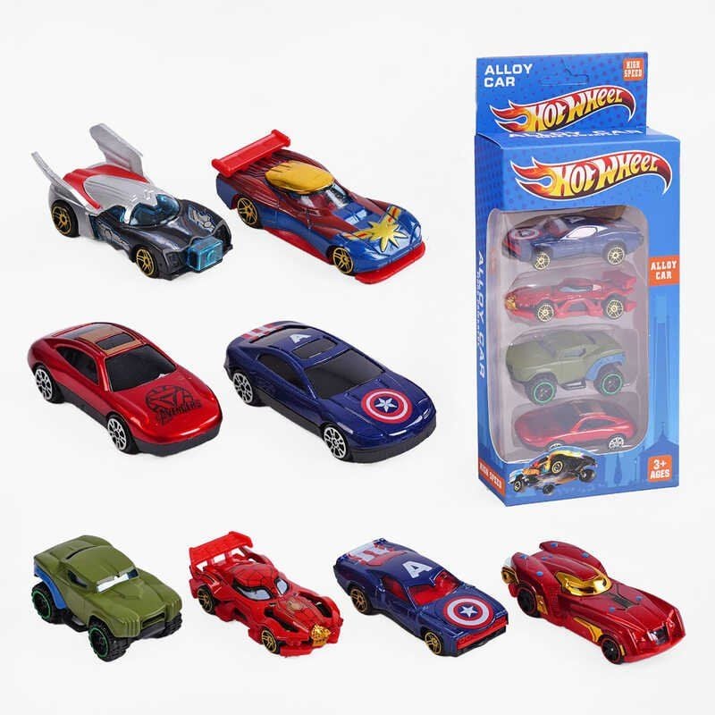 Машина Hot Wheel герой метал набір 4шт коробка 20*11*4см 896B-2 Китай