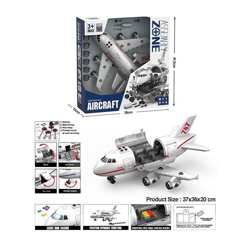 Літак конструктор 38см світло звук анг інерція у коробці 38*41*13см YW9089 Китай