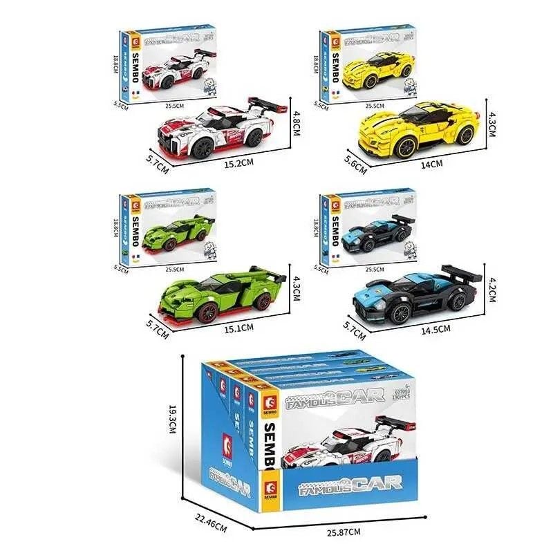 Конструктор  від 180-198дет Sembo Block машина коробка 19*25*5см 4шт в коробці 607093-96 Senco