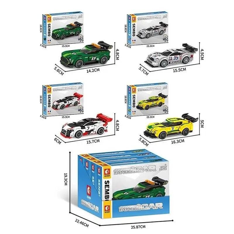 Конструктор  від 199-231дет Sembo Block машина коробка 19*25*5см 4шт в коробці 607113-16 Senco