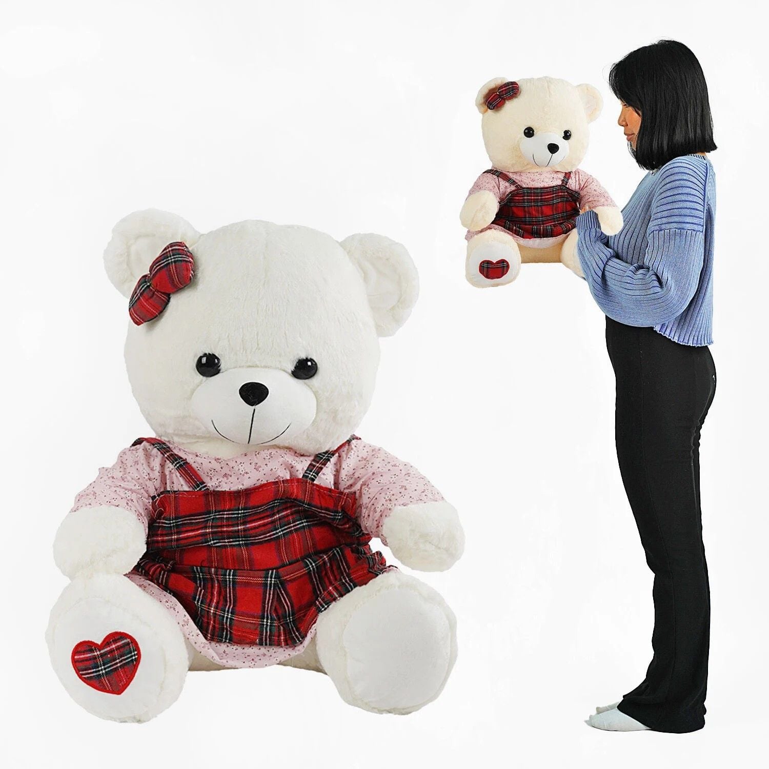 М’яка іграшка ведмедик сидячий в сукні 46см M17381 Китай