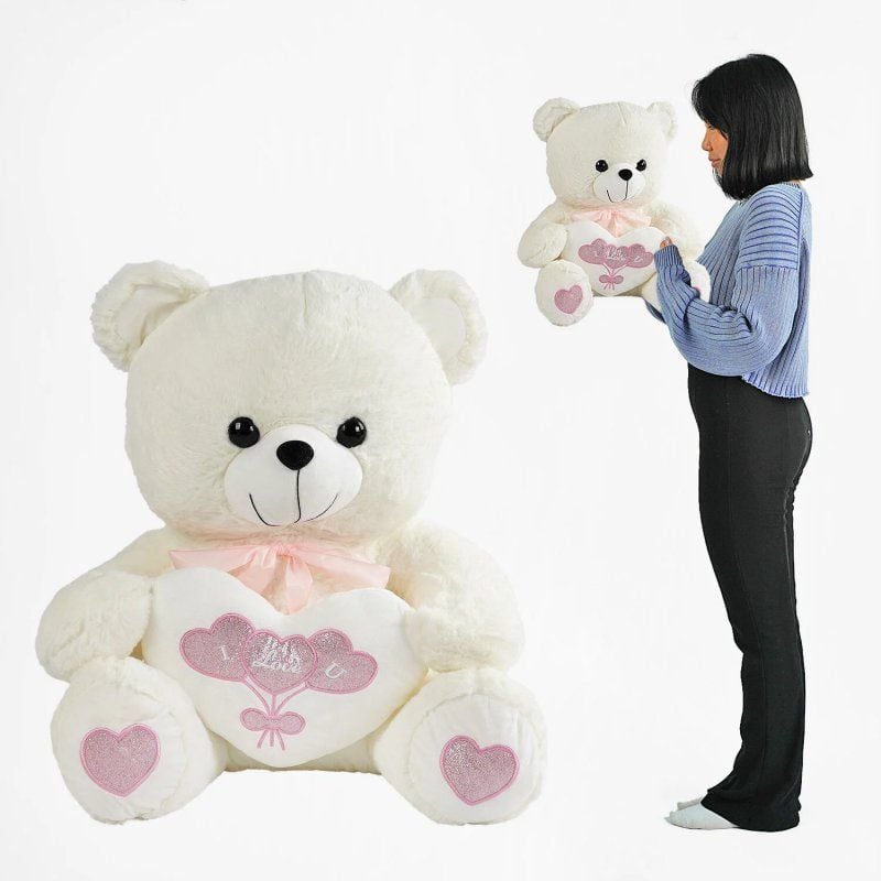 М’яка іграшка ведмедик сидячий 42см з серцем M17379 Китай