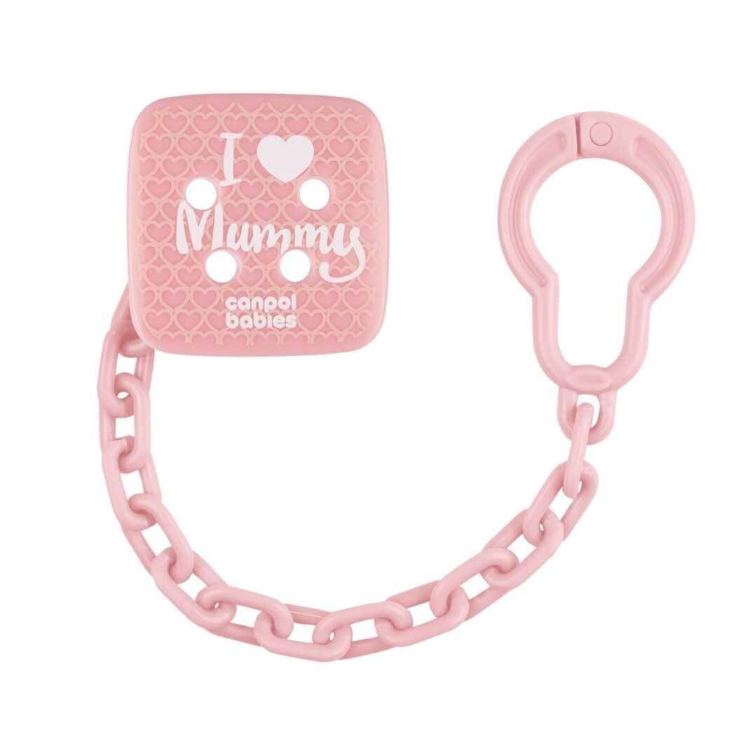 Ланцюжок для пустушки I Love Mummy-рожевий Canpol babies 																													  2/434_pin canpol