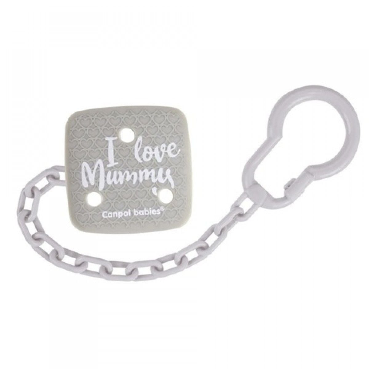 Ланцюжок для пустушки I Love Mummy-сірий Canpol babies 																														  2/434_grey canpol