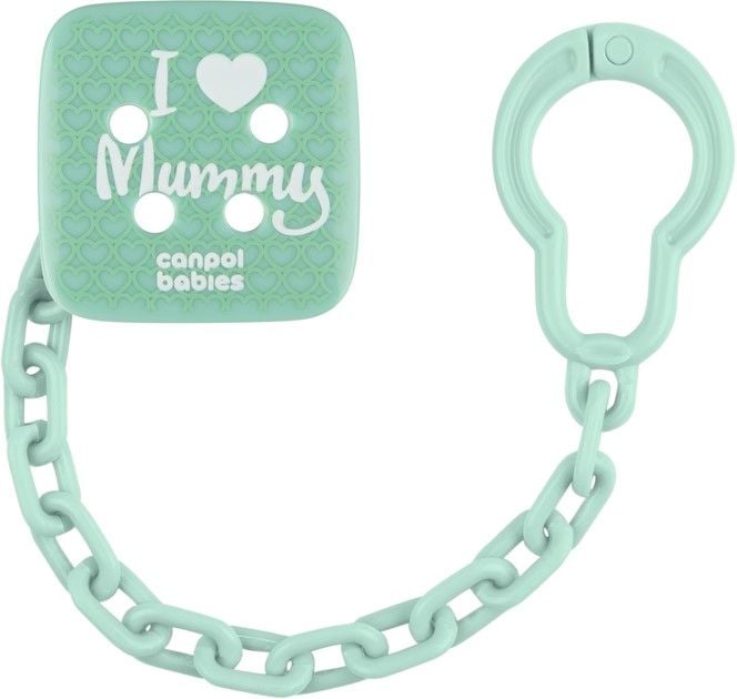 Ланцюжок для пустушки I Love Mummy-зелений Canpol babies 																													  2/434_gre canpol
