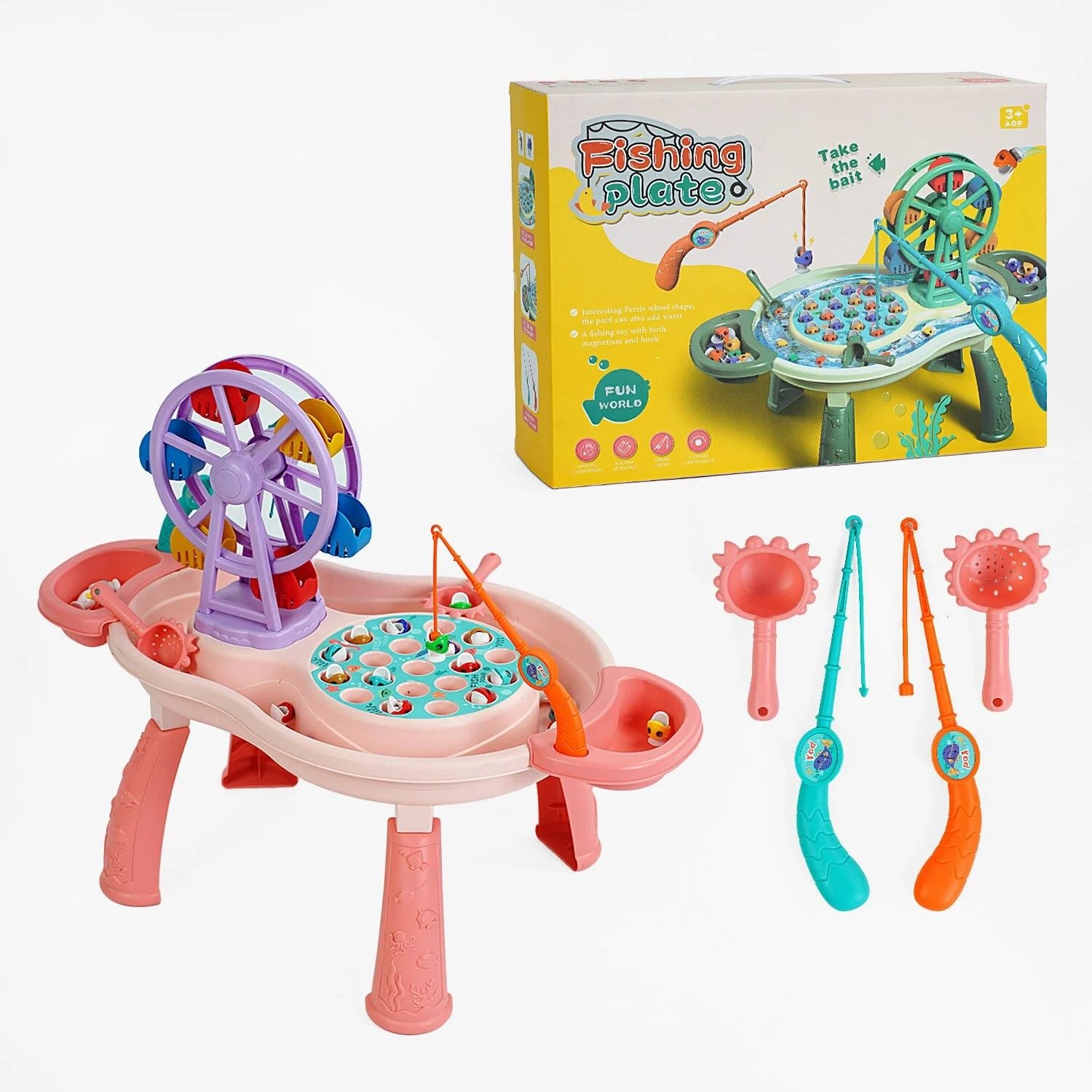 Риболовля магнітна ставок з рибками 2 вудки кошики черпак сито наліпки в коробці 38*29*11см 364 Китай