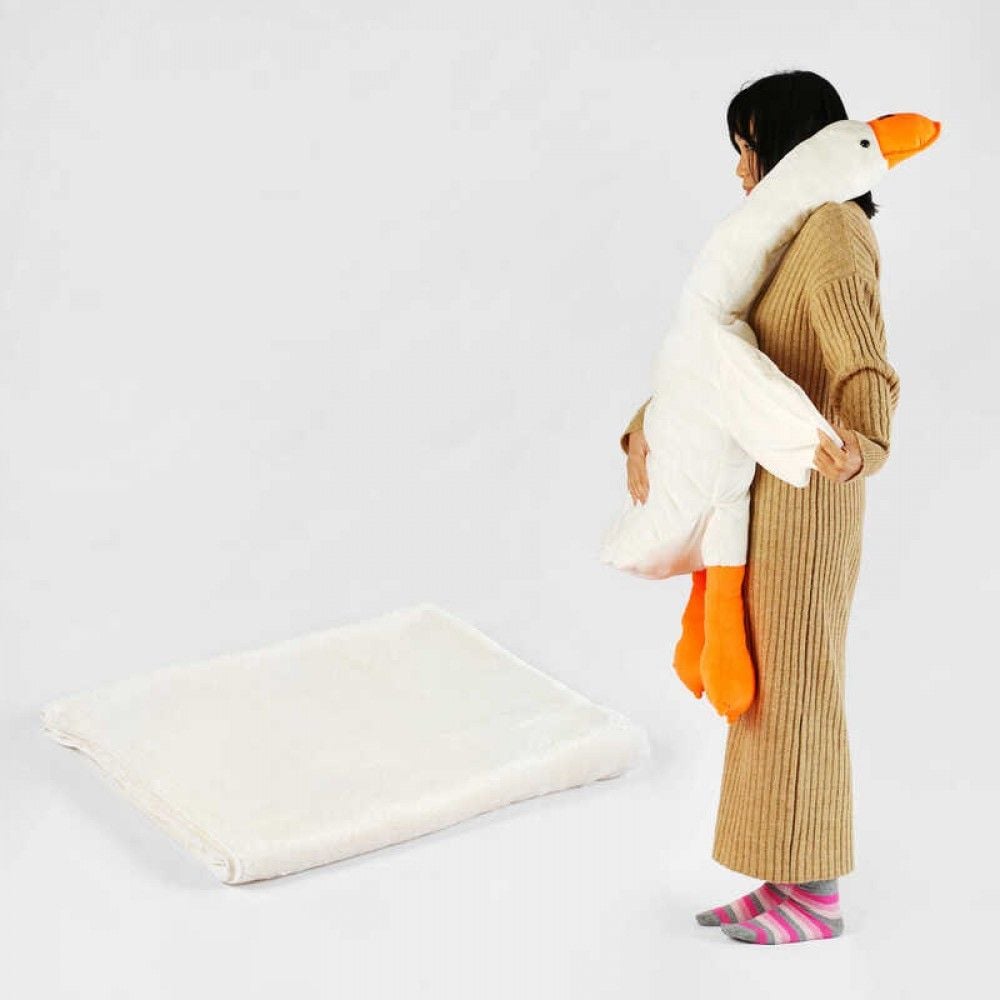 М'яка іграшка Гусь-Обіймусь 100см з пледом білий 47568 Україна