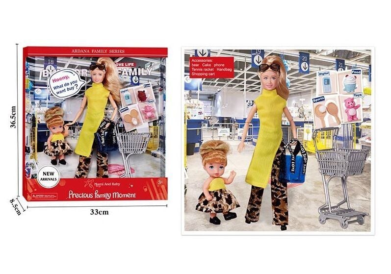 Лялька 2 шт Mami and Baby візочок для покупок аксесуари в коробці 36*33*8см A808B Китай