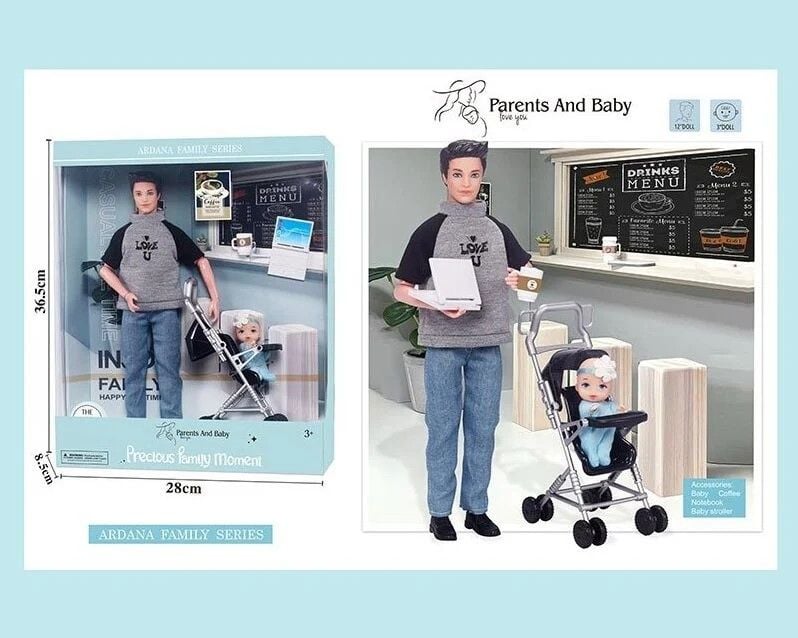 Лялька 2 шт Parents and Baby візочок аксесуари в коробці 36*28*8см A787-3 Китай