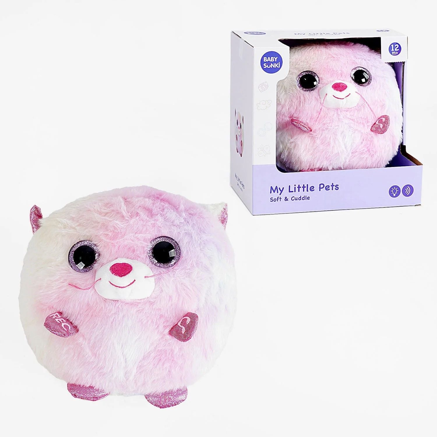 М'яка іграшка інтерактивний Котик на бат запис голосу муз світло в коробці 22*24*15см рожевий 1931-2 TK Group
