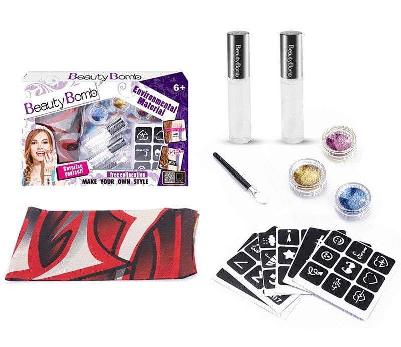 Набір для тату 54 трафарети гель блискітки аплікатор у коробці 33*20*3см 666-5 Китай