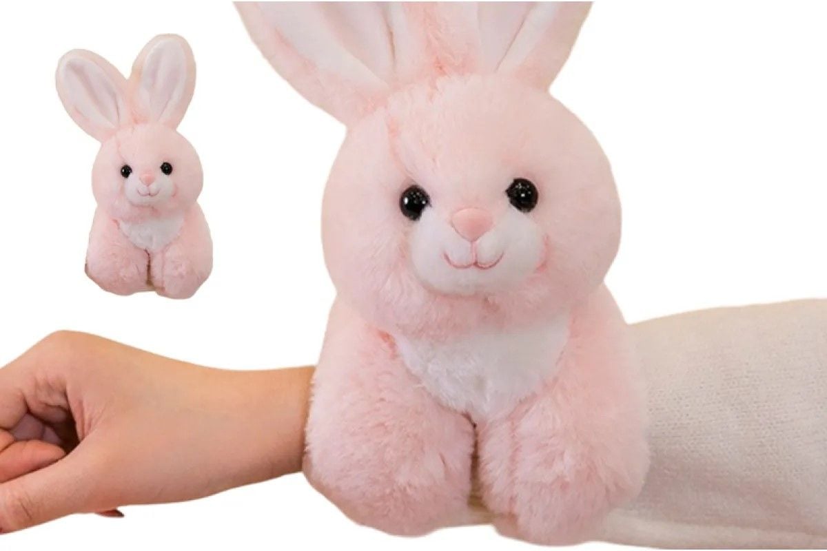 М'яка іграшка Зайчик браслет на руку 23см хутро C48504 Китай