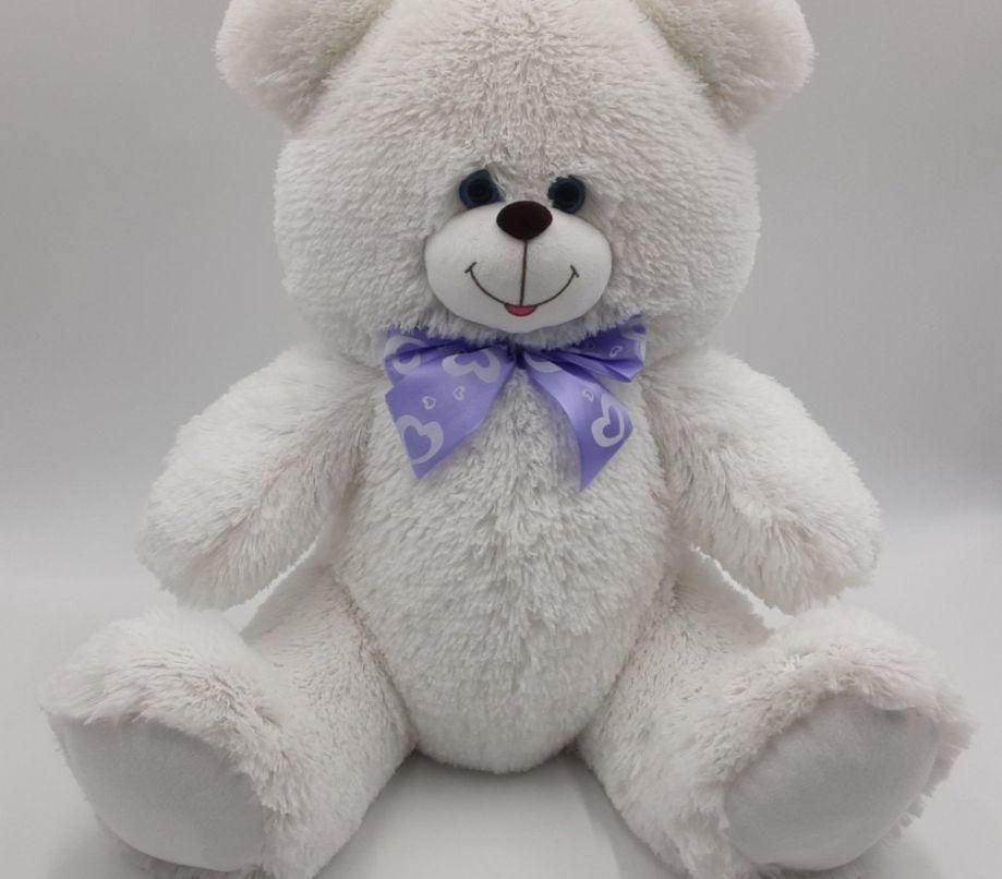 М'яка іграшка ведмедик Любімчик  45см білий  з бантом травка Ч341Б чайка