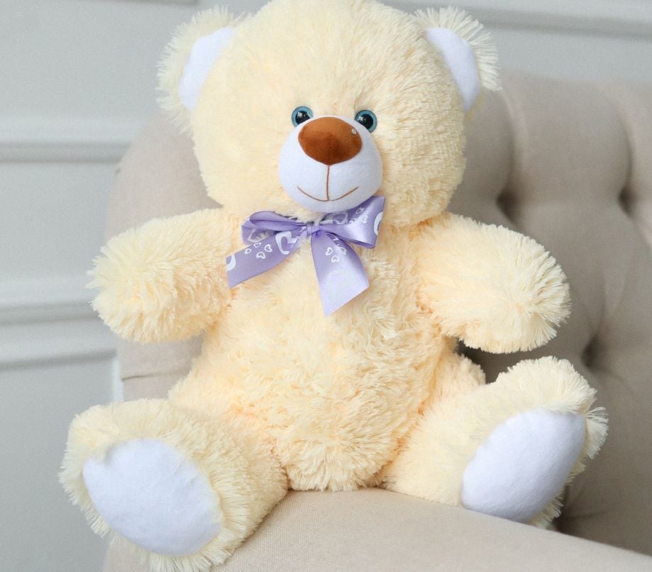 М'яка іграшка ведмедик Топтижка міні  35 см персиковий травка Ч077П чайка