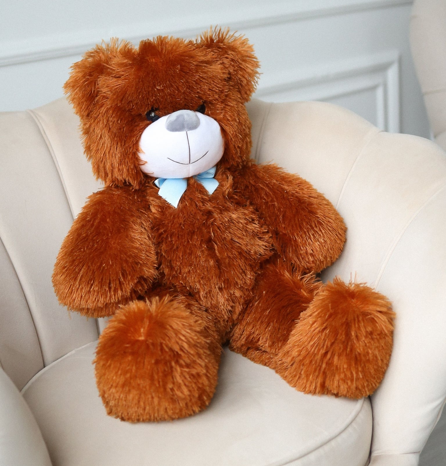 М'яка іграшка ведмедик Тімошка  з бантом 65см коричневий Ч321К чайка